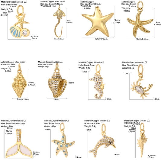 Cute starfish shells charm jewelry DIY wearing charming