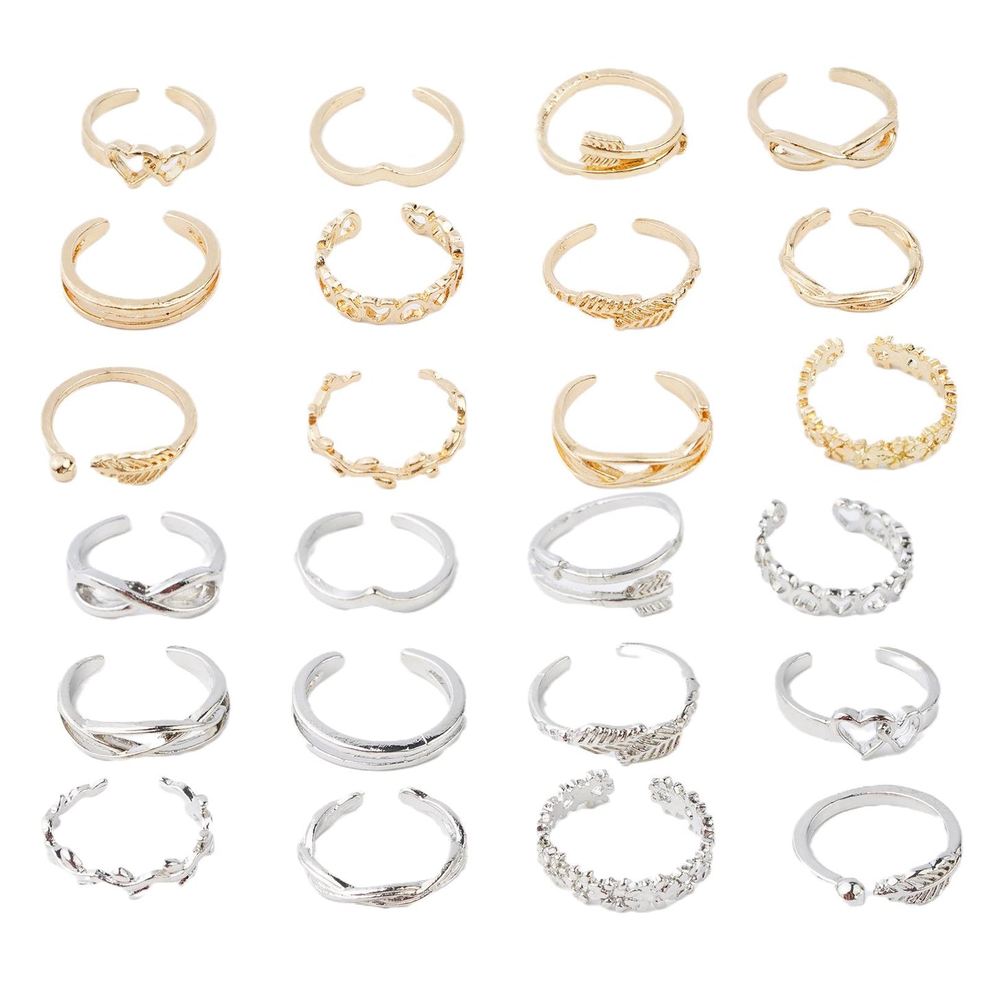 12pcs Toe Ladies Adjustable Toe Rings Summer